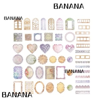 Banana1 กรอบกระดาษ แต่งลูกไม้ หลากสี สําหรับตกแต่งสมุดภาพ อัลบั้มภาพ งานฝีมือ 50 ชิ้น