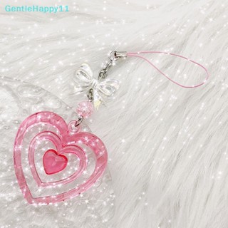 Gentlehappy ใหม่ พวงกุญแจ จี้โบว์ สีชมพู Y2K DIY อุปกรณ์เสริม สําหรับห้อยโทรศัพท์มือถือ พวงกุญแจ กระเป๋า