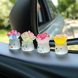 Luminous Succulent Car Interior Decoration Car Center Console Decorative Cartoon Doll Personality Creative Car Interior Ornaments Glow Car Decoration
