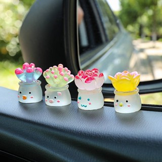 Luminous Succulent Car Interior Decoration Car Center Console Decorative Cartoon Doll Personality Creative Car Interior Ornaments Glow Car Decoration