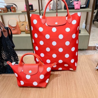 【PROMO 2022 ใหม่ limited edition 】 longchamp Le Pliage PieddePoule กระเป๋าสะพายไหล่ หูหิ้วยาวปานกลาง