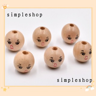 Simple ลูกปัดไม้ ทรงกลม 18 มม. พร้อมรู สําหรับทําเครื่องประดับ DIY 100 ชิ้น