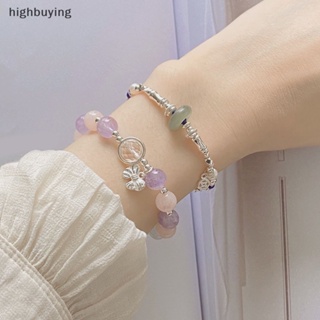 [highbuying] สร้อยข้อมือลูกปัดคริสตัล รูปดวงจันทร์ ยืดหยุ่น เครื่องประดับ สําหรับผู้หญิง พร้อมส่ง