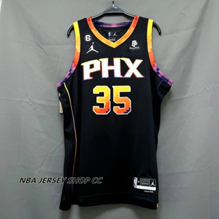 【คุณภาพสูง】ใหม่ ของแท้ NBA Phoenix Suns 2022-23 สําหรับผู้ชาย #35 เสื้อกีฬาแขนสั้น ลายทีม Kevin Durant Statement Edition สีดํา