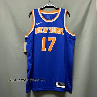 【คุณภาพสูง】ใหม่ ของแท้ NBA New York Knicks สําหรับผู้ชาย #17 เสื้อกีฬาแขนสั้น ลายทีม Jeremy Lin Icon Edition สีฟ้า