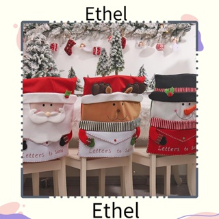 Ethel1 ผ้าคลุมเก้าอี้ ลายสโนว์แมน คริสต์มาส สําหรับตกแต่งบ้าน ห้องครัว