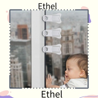 Ethel1 ตัวล็อคประตูบานเลื่อน, ตัวล็อคหน้าต่าง ABS ป้องกันความปลอดภัย, ตัวล็อคลิ้นชัก แบบพกพา แข็งแรง มีกาวในตัว สําหรับเด็ก
