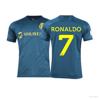 เสื้อกีฬาแขนสั้น ลายทีมชาติฟุตบอล Ronaldo Al Nassr 2022-2023 ชุดเยือน พลัสไซซ์ สําหรับผู้ชาย และผู้หญิง