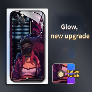 เคสโทรศัพท์มือถือแบบแก้ว ลายการ์ตูน MG มีปุ่มสวิตซ์ไฟ LED สําหรับ iPhone 14Promax 14Plus 13Promax 12ProMax 7plus 8plus XR XS X XSMAX 11ProMax 11pro