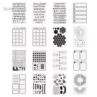 Dudu แผ่นแม่แบบ ลายฉลุ ขนาดใหญ่ 5 x7 5 สําหรับตกแต่งสมุดภาพ กราฟฟิติ DIY 16 ชิ้น