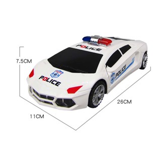 Electric 360 Rotation Police Car Vehicle with LED Light Music Dancing Deformation Rotating Car Universal Police Cars Educational toy