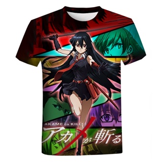 เสื้อยืดคอกลม แขนสั้น พิมพ์ลายอนิเมะ Akame Ga Kill 3 มิติ สไตล์ฮาราจูกุ แฟชั่นสําหรับผู้ชาย และผู้หญิง 2023