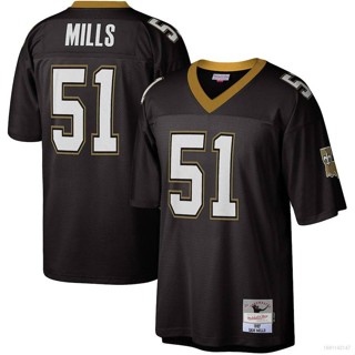 Qy 1987 NFL ใหม่ เสื้อกีฬาแขนสั้น ลายทีมฟุตบอล Orleans Saints Legacy Jersey Sam Mills พลัสไซซ์