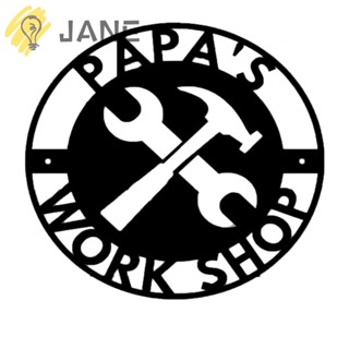 Jane Papas Workshop ป้ายชื่อโรงรถ สีดํา สําหรับงานแต่งงาน กลางแจ้ง