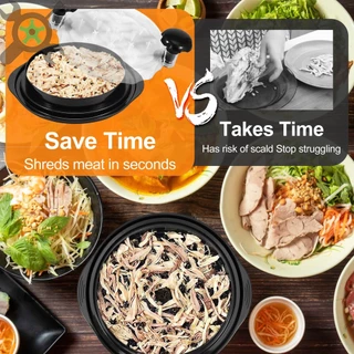 Chicken Shredder Tool Meat Breast Shredding Separation Mincingเครื่องบดพร้อมฝาปิดสําหรับหั่นหมูไก่เนื้อสต็อกใหม่ เครื่องหั่นเนื้อไก่ พร้อมฝาปิดใส ด้ามจับตามหลักสรีรศาสตร์ กันลื่น