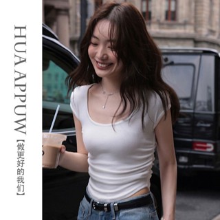 เสื้อยืด จับจีบ สีขาว สไตล์ฝรั่งเศส AQ31897
