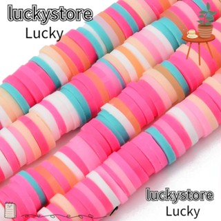 Lucky ลูกปัดดินโพลิเมอร์ ทรงกลมแบน แฮนด์เมด สีชมพู 10 เส้น 3500 ชิ้น