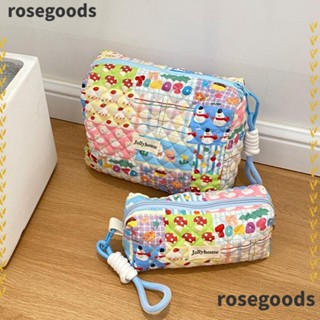 Rosegoods1 กระเป๋าเครื่องสําอาง กระเป๋าคลัทช์ ผ้าฝ้าย จุของได้เยอะ แบบพกพา สําหรับผู้หญิง