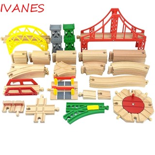 Ivanes ของเล่นรางรถไฟไม้ปริศนา เสริมการเรียนรู้เด็ก