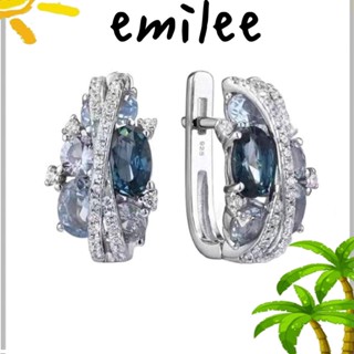 Emilee ต่างหูเพทาย รูปตัว X คู่ สีฟ้า กลวง อินเทรนด์ สําหรับผู้หญิง