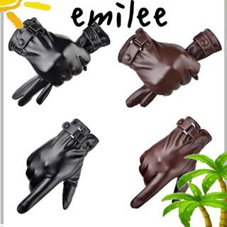 EMILEE ถุงมือหนัง กันลม กันน้ํา สีดํา สําหรับขับรถ