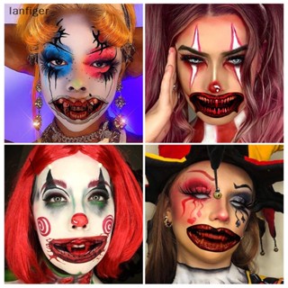 Lanf สติกเกอร์รอยสักชั่วคราว ลาย Happy Halloween Scar Lips Smile Flash กันน้ํา สําหรับผู้ชาย ผู้หญิง