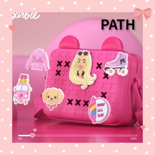 Path กระเป๋าเป้สะพายหลัง ทรงสี่เหลี่ยม กันน้ํา สีชมพู สําหรับตุ๊กตาบาร์บี้ DIY