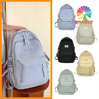 กระเป๋าเป้สะพายหลัง กระเป๋านักเรียน หลายช่อง มีซิป กันน้ํา สีพื้น เรียบง่าย สําหรับเดินป่า ตั้งแคมป์ ท่องเที่ยว [prague.th]