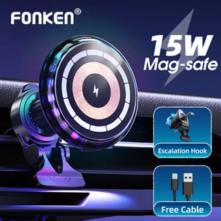 Fonken ที่ชาร์จโทรศัพท์มือถือ แบบแม่เหล็กไร้สาย RGB เรืองแสง 15W สําหรับ Mgsafe iP 12 13 14 Pro Max