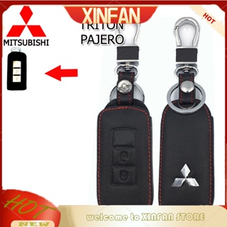 Xinfan Mitsubishi Xpander / Triton / Pujero เคสกุญแจรีโมทรถยนต์ หนังแท้ ป้องกันรอยขีดข่วน พร้อมที่ใส่กุญแจ กันกระแทก สีดํา สีแดง