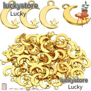 Lucky จี้รูปดาว ดวงจันทร์ อัลลอย สีทอง สีเงิน สําหรับทําเครื่องประดับ ต่างหู DIY