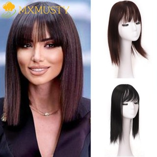 Mxmusty กิ๊บติดผมหน้าม้า เส้นใยสังเคราะห์ 3D สีขาว คุณภาพสูง สําหรับผู้หญิง