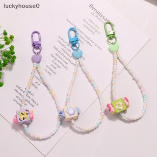 Luckyhouse0^^ พวงกุญแจ จี้ลูกปัด ทรงสี่เหลี่ยม ลายการ์ตูนน่ารัก หลากสี สําหรับตกแต่งกระเป๋า