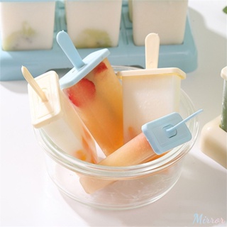 4 กริดไอศกรีม Popsicle แม่พิมพ์ DIY เครื่องทำไอศกรีมโฮมเมดกล่องน้ำแข็งพร้อมแท่งพลาสติก Ice-lolly แม่พิมพ์น้ำแข็ง Cube ถาดแกดเจ็ตครัว M