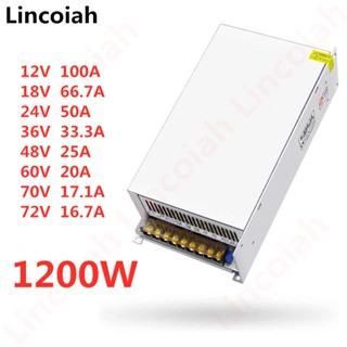 Qsjzhy สวิตช์พาวเวอร์ซัพพลาย 1200W DC 12V 18V 24V 36V 48V 60V 70V 72V AC 100-240V SMPS CNC ปรับได้ สําหรับมอเตอร์คน LED XH