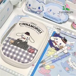 Taylor2pv กระเป๋าดินสอ หนัง PU ขนาดใหญ่ จุของได้เยอะ ลาย Cinnamoroll Pacha Dog Melody ที่ทนทาน สําหรับนักเรียน