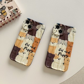 พร้อมส่ง เคสป้องกันโทรศัพท์มือถือ ลายสุนัข และแมวน่ารัก สําหรับ Apple IPhone 13promax 14pro 11 12