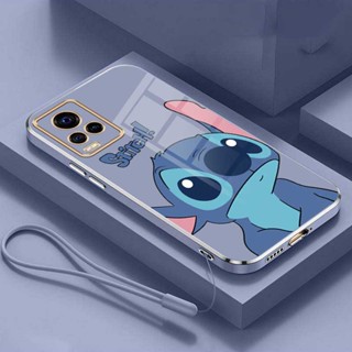 [ฟรีสายคล้อง] เคสซิลิโคนนิ่ม ทรงสี่เหลี่ยม ลายการ์ตูนมอนสเตอร์ Stitch น่ารัก แวววาว สําหรับ VIvo V21 5G V20 Pro SE V19 V17 V15 Pro V11i