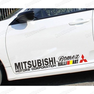 สติกเกอร์ สีดํา สําหรับตกแต่งรถยนต์ Mitsubishi จํานวน 2 ชิ้น