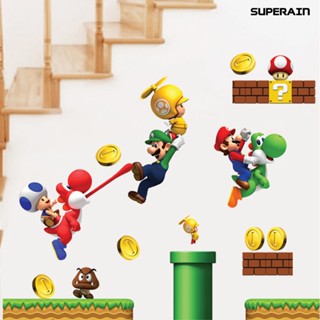 (Super) สติกเกอร์ ลาย Super Mario แบบลอกออกได้ สําหรับติดตกแต่งผนังบ้าน