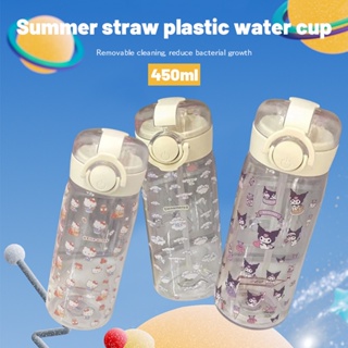 Hello Kitty Summer Straw Water Bottle Plastic Botol Air Student Kuromi Cute Aquaflask