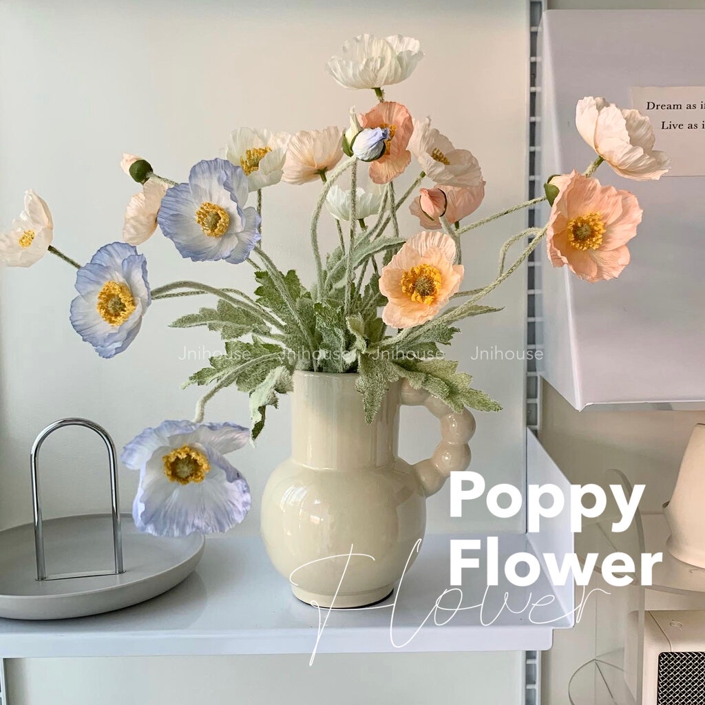 [พร้อมส่ง] Jnihouse : ดอกป๊อปปี้ ดอกไม้ประดิษฐ์ Poppy Flower (Long leaf hairs)