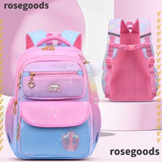 Rosegoods1 กระเป๋าเป้สะพายหลัง กระเป๋านักเรียน น้ําหนักเบา กันน้ํา ไล่โทนสี สําหรับเด็กประถม