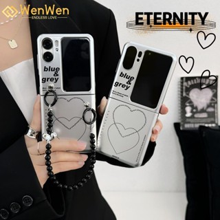 Wenwen เคสโทรศัพท์มือถือ แบบฝาพับ พิมพ์ลายตัวอักษร สีเงิน สําหรับ OPPO Find N2