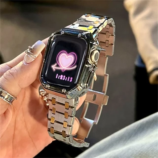 หรูหรา Strap + สําหรับ Smart Watch S11 10 46 มม.49 มม.7 6 5 SE 4 3 สแตนเลส Soild Band สําหรับ iWatch 41 มม.45 38/42 40/44 Link