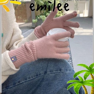 Emilee ถุงมือถักนิตติ้ง แบบยาว หนา อบอุ่น สัมผัสหน้าจอได้ แฟชั่น สัมผัสนุ่ม สองนิ้ว ยืดหยุ่น ฤดูหนาว สําหรับผู้หญิง