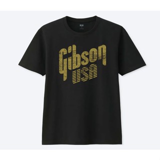 GIBSON GOLD VINTAGE STYLE T SHIRT  เสื้อยืด สีดำ วินเทจ กีตาร์ SIZE M - 5XL