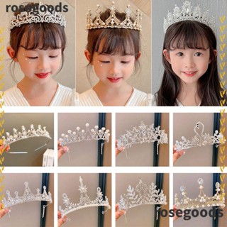 Rosegoods1 มงกุฎเจ้าหญิง คริสตัล เด็กสาว งานแต่งงาน อุปกรณ์งานเลี้ยง