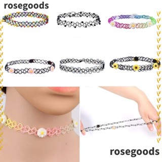 Rosegoods1 สร้อยคอโชคเกอร์ ยืดได้ แฟชั่น วินเทจ หลากสี