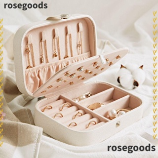 Rosegoods1 กล่องเครื่องประดับ แบบพกพา เดินทาง เรียบง่าย แสดงผล